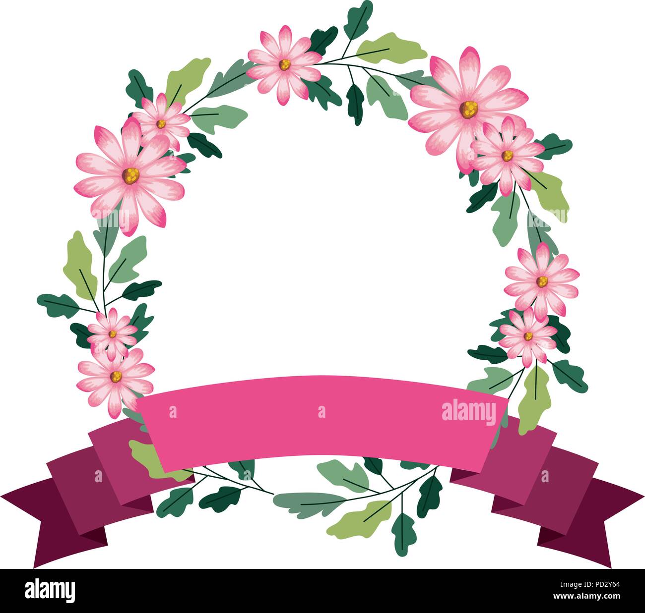 Flower Ribbon Stock Illustration - Download Image Now - Award Ribbon,  Border - Frame, Decoration - iStock