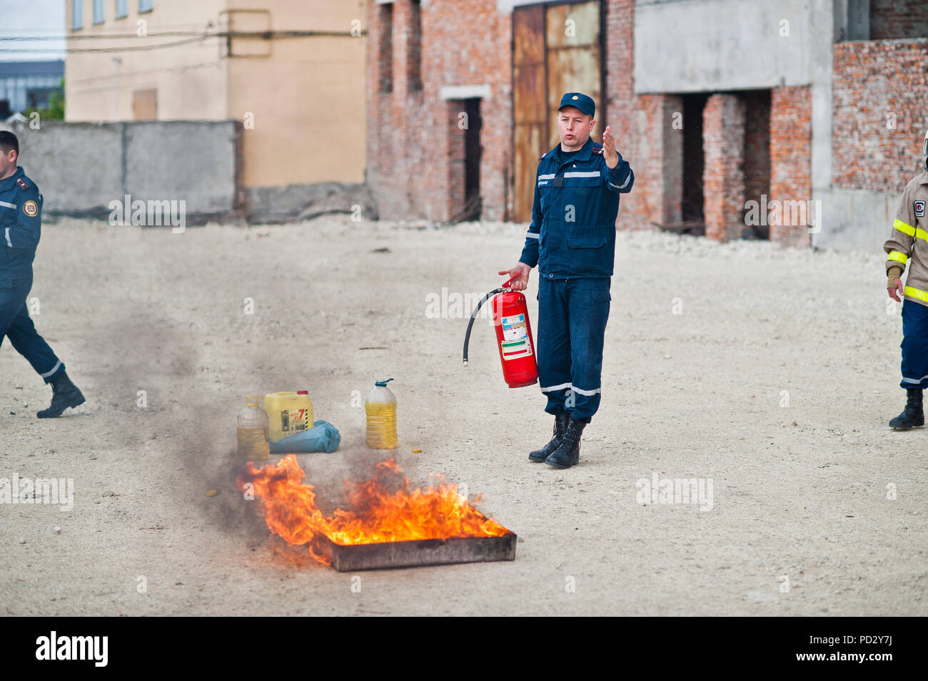 Hai, Ukraine July 10, 2018 Tutorial how to give the fire safety