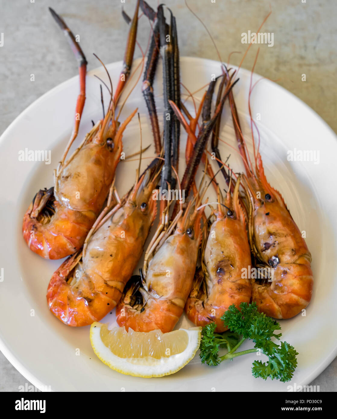 Grilled Prawn BBQ Stock Photo Alamy