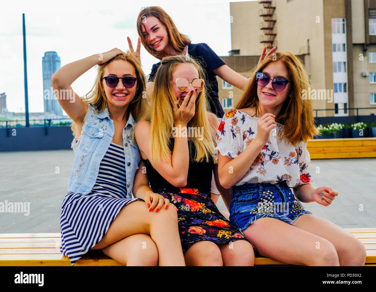 Friends on vacation Stock Photo