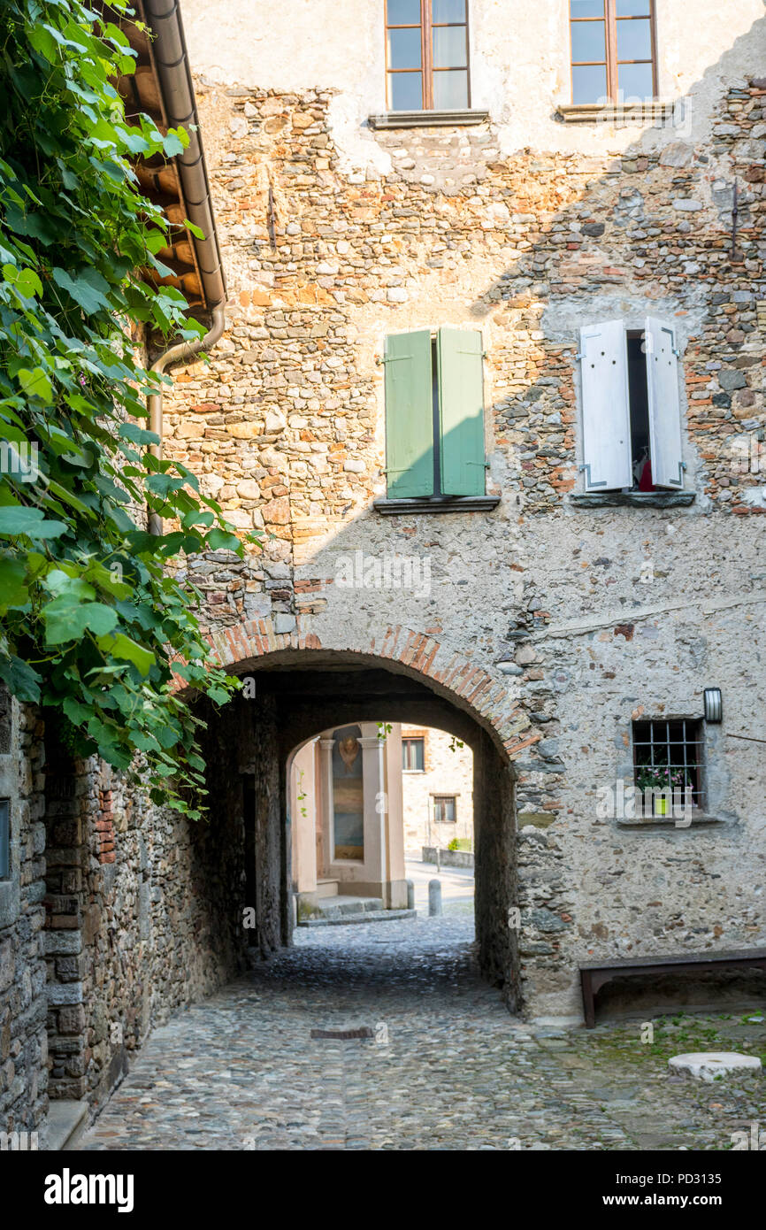 Traditional old small ,Swiss Village town, Origlio, Ticino, Switzerland ...