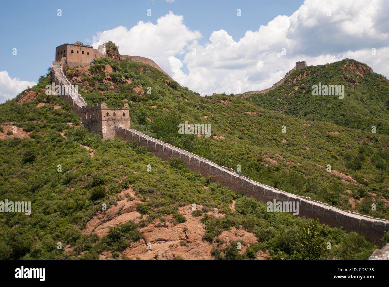 The Great Wall of China at Jinshanling, a popular hiking route and one of the best preserved parts of the Great Wall with many original features. Stock Photo