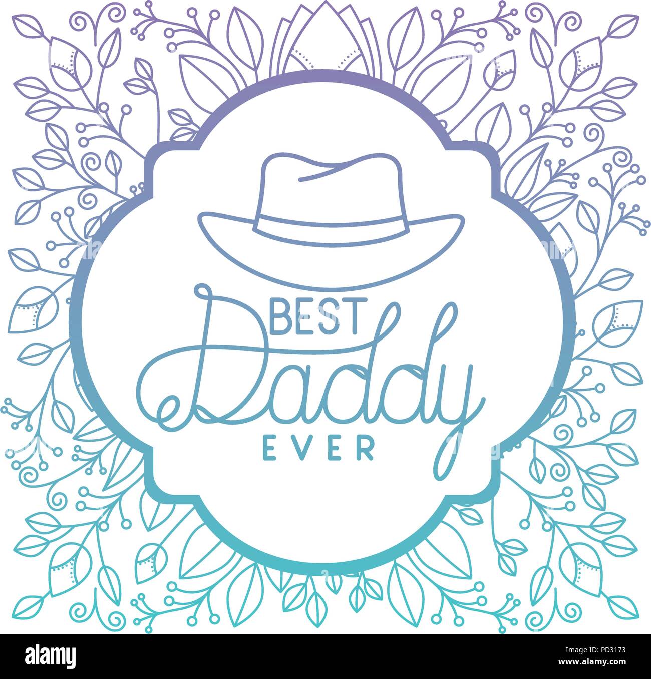fathers day frame with leafs and elegant hat Stock Vector Image & Art ...