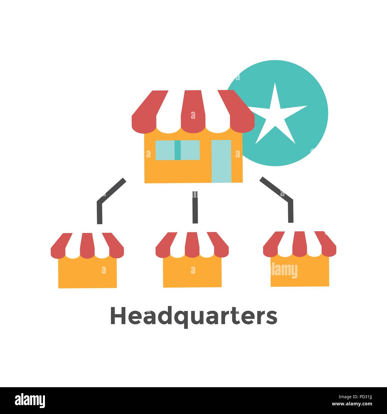 Franchise Icon w Home Office, corporate Headquarters and Franchisee