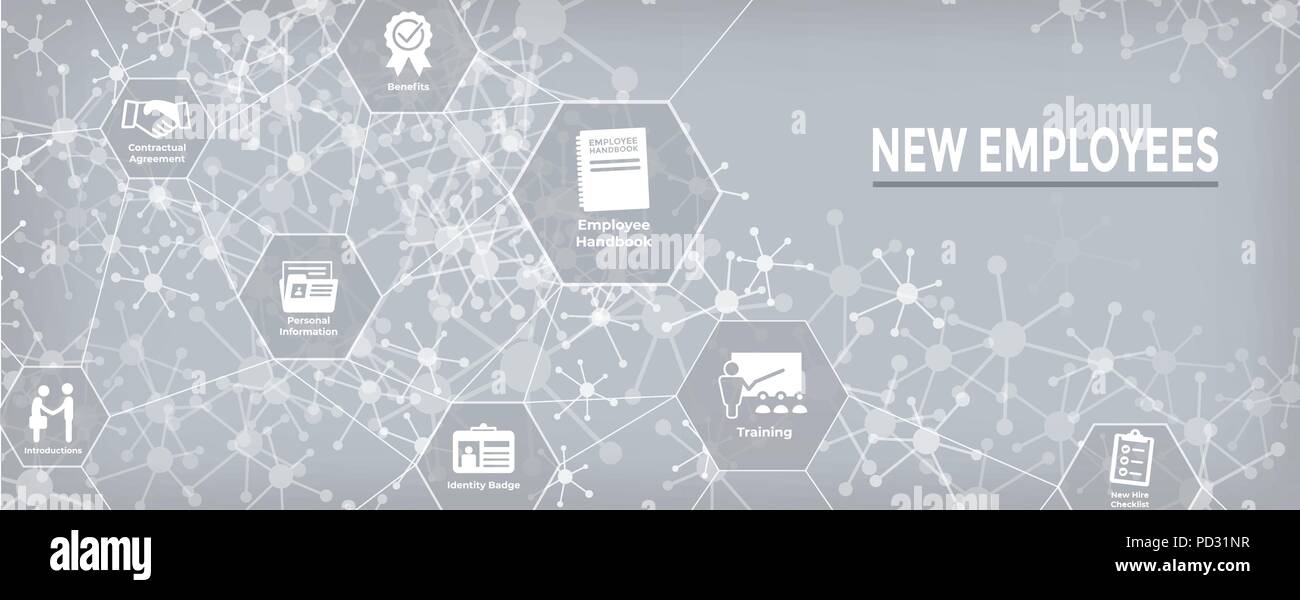 New Employee Hiring Process Icon Set Web Header Banner W
