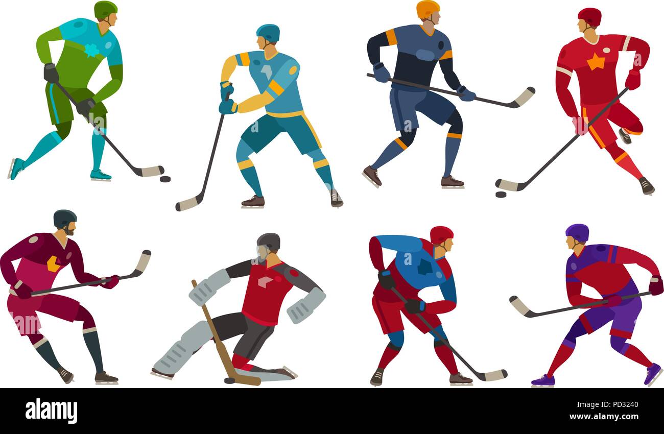 Hockey players. Sport concept. Cartoon vector illustration Stock Vector