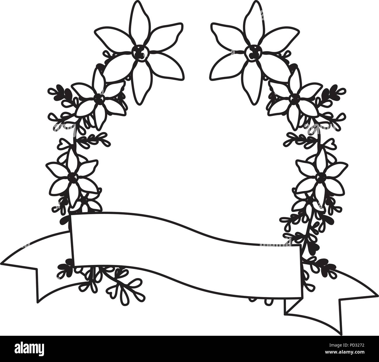 Flower And Ribbon Frame beautiful flower and ribbon circular frame Stock Vector Image & Art - Alamy