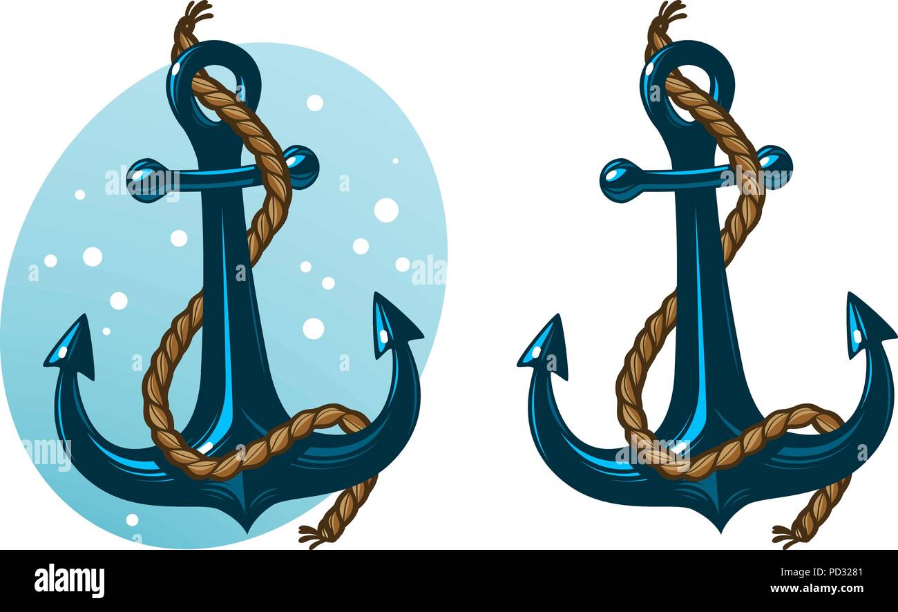 Anchor with rope. Cartoon vector illustration Stock Vector