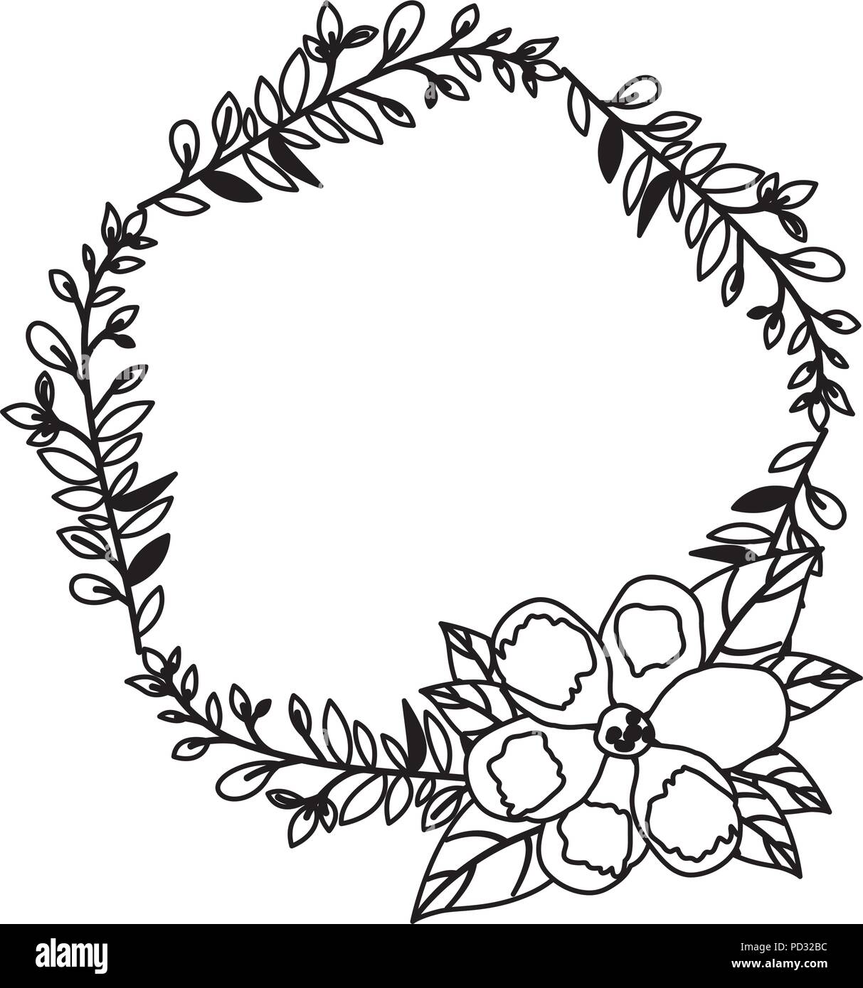 beautiful flower and leafs circular frame Stock Vector Image & Art - Alamy