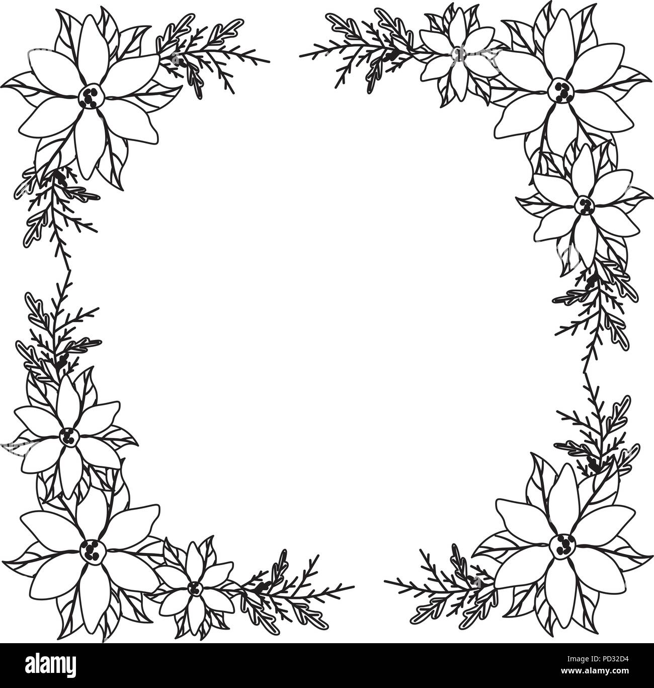 beautiful flower and leafs square frame Stock Vector Image & Art - Alamy