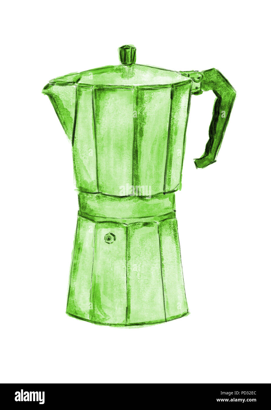 https://c8.alamy.com/comp/PD32EC/digital-watercolor-illustration-of-a-moka-pot-espresso-maker-in-a-green-color-isolated-on-a-white-background-PD32EC.jpg