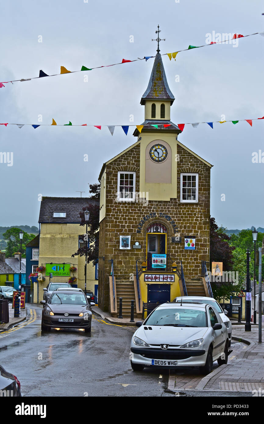 Narberth Old Town Hall ,is now a thriving arts & crafts centre in the middle of this well-to-do country town in Pembrokeshire.Wales Stock Photo