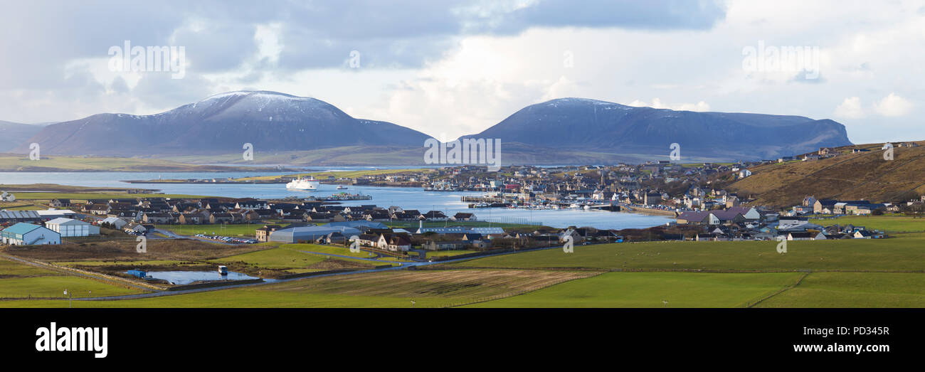 Stromness with Northlink ferry, Orkney isles Stock Photo