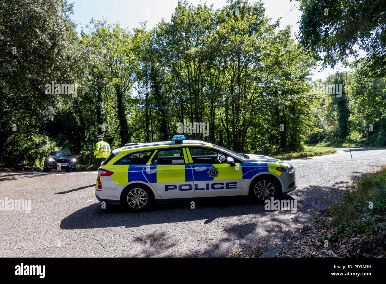 Upper Dukes drive, Eastbourne, East Sussex, UK. 6th August 2018. Sussex police close Upper Dukes Drive between Baslow Road and Beachy Head road, details not known at time of reporting Credit: Newspics UK South/Alamy Live News Stock Photo