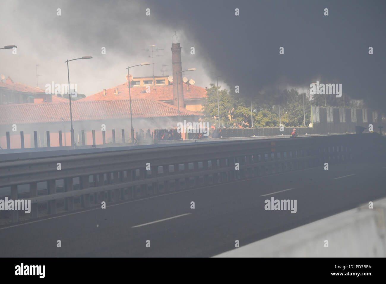 Bologna. 6th Aug, 2018. Photo taken on August 6, 2018 shows the scene