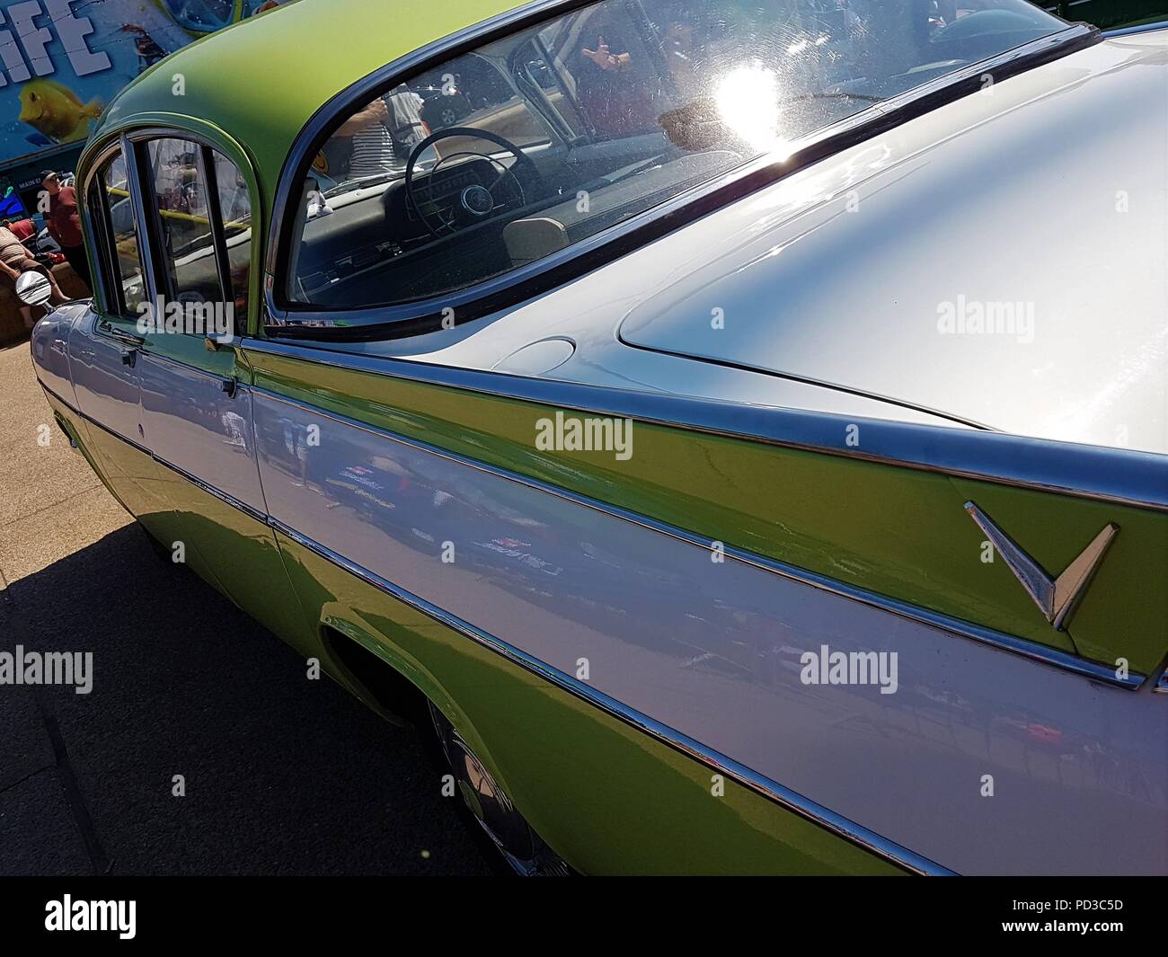 Blackpool, UK Classic Car Show 05.08.2018 People enjoying display of classic cars along Blackpool, UK Classic Car Show 05.08.2018 People enjoying display of classic cars along