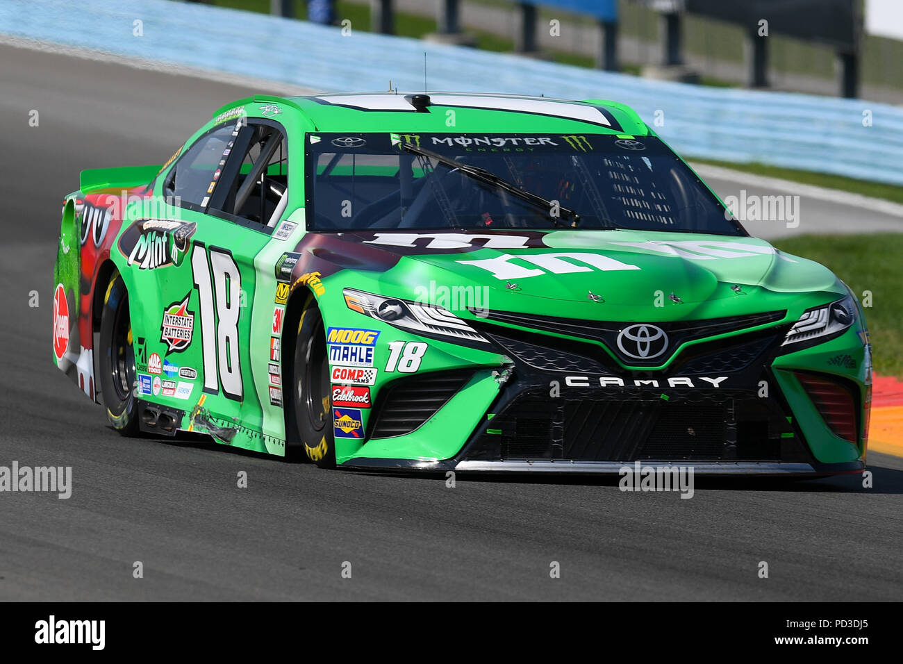 August 5, 2018: Monster Energy NASCAR Cup Series driver Kyle Busch #18 during the Monster Energy NASCAR Cup Series Go Bowling at The Glen on Sunday, August 5, 2018 at Watkins Glen International in Watkins Glen, New York. Rich Barnes/CSM Stock Photo