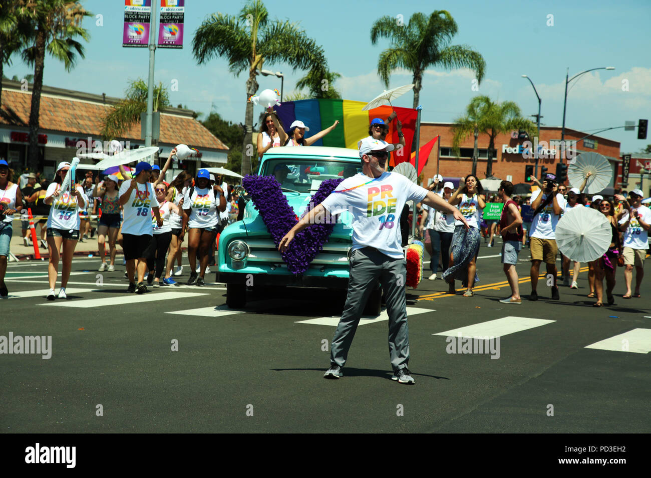 San Diego, California, USA. 14th July, 2018. The annual San Diego Pride Parade is the largest single-day civic event in the region and is among the largest Prides in the United States, attracting over 200,000 people. Credit: Katrina Kochneva/ZUMA Wire/Alamy Live News Stock Photo