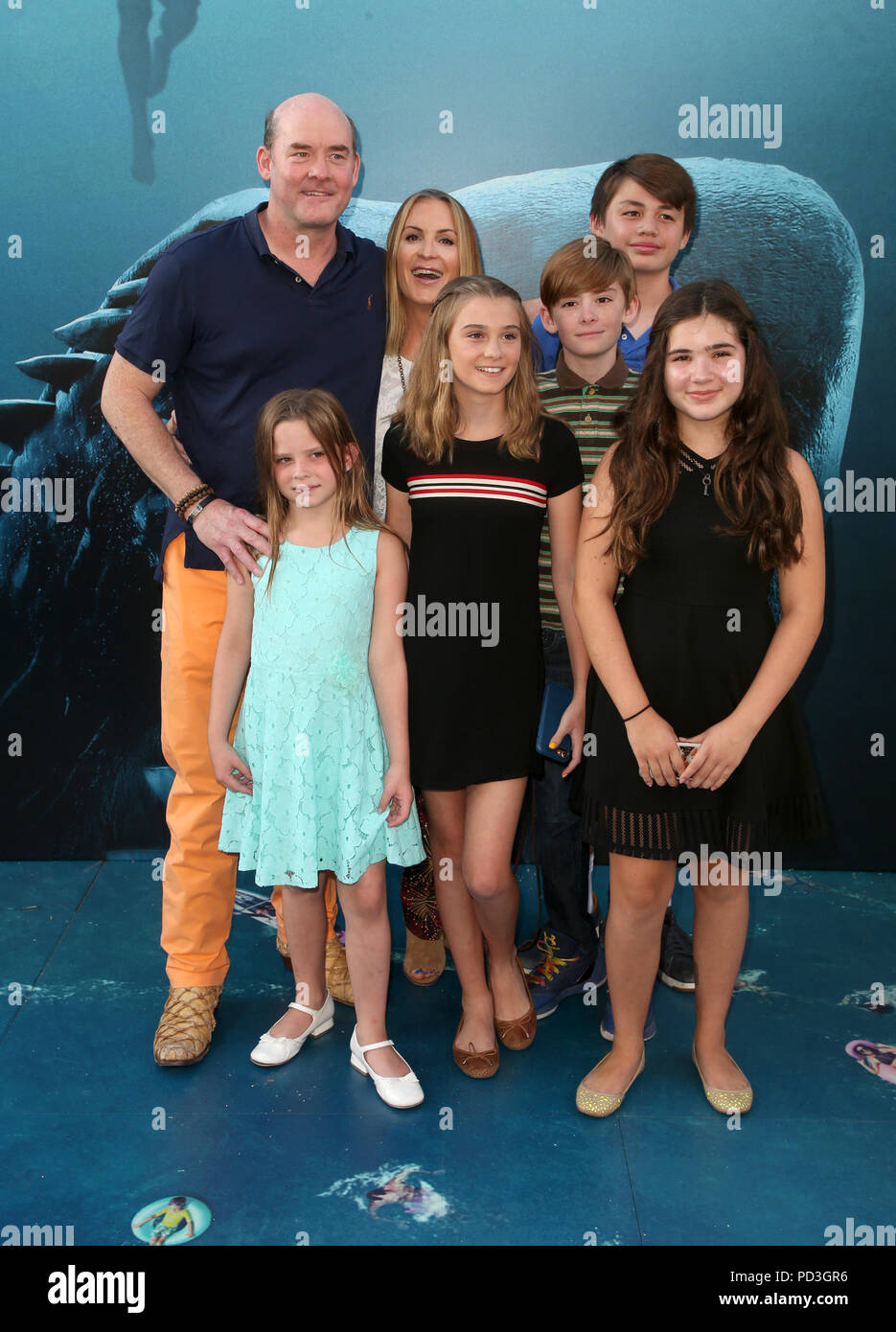 Hollywood, Ca. 6th Aug, 2018. David Koechner, Leigh Koechner, Margot