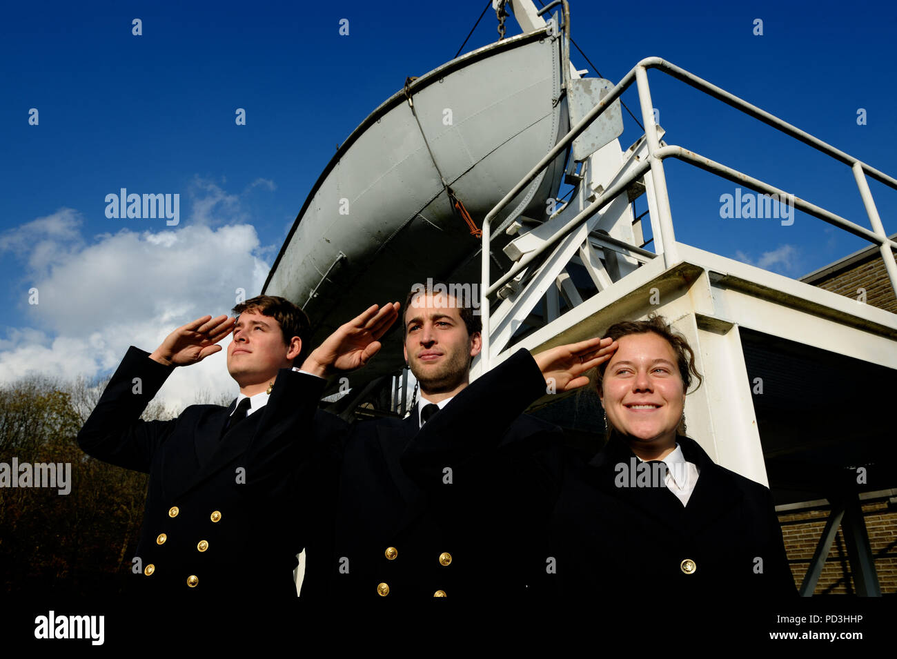 Pupils of the Antwerp Maritime Academy in their school uniforms (Belgium, 13/11/2008) Stock Photo