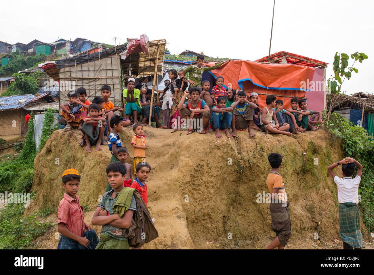 COX'S BAZAR, BANGLADESH - AUGUST 04 : Rohingya people seen inside refugee camp in Cox's Bazar , Bangladesh on August 04, 2018. Stock Photo