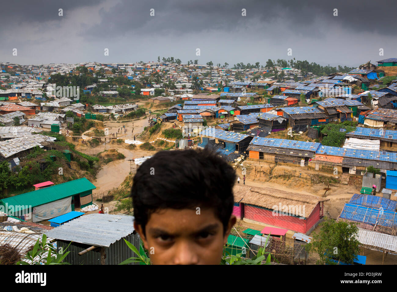 COX'S BAZAR, BANGLADESH - AUGUST 04 : View of a rohingya refugee camp in Cox's Bazar , Bangladesh on August 04, 2018. Stock Photo