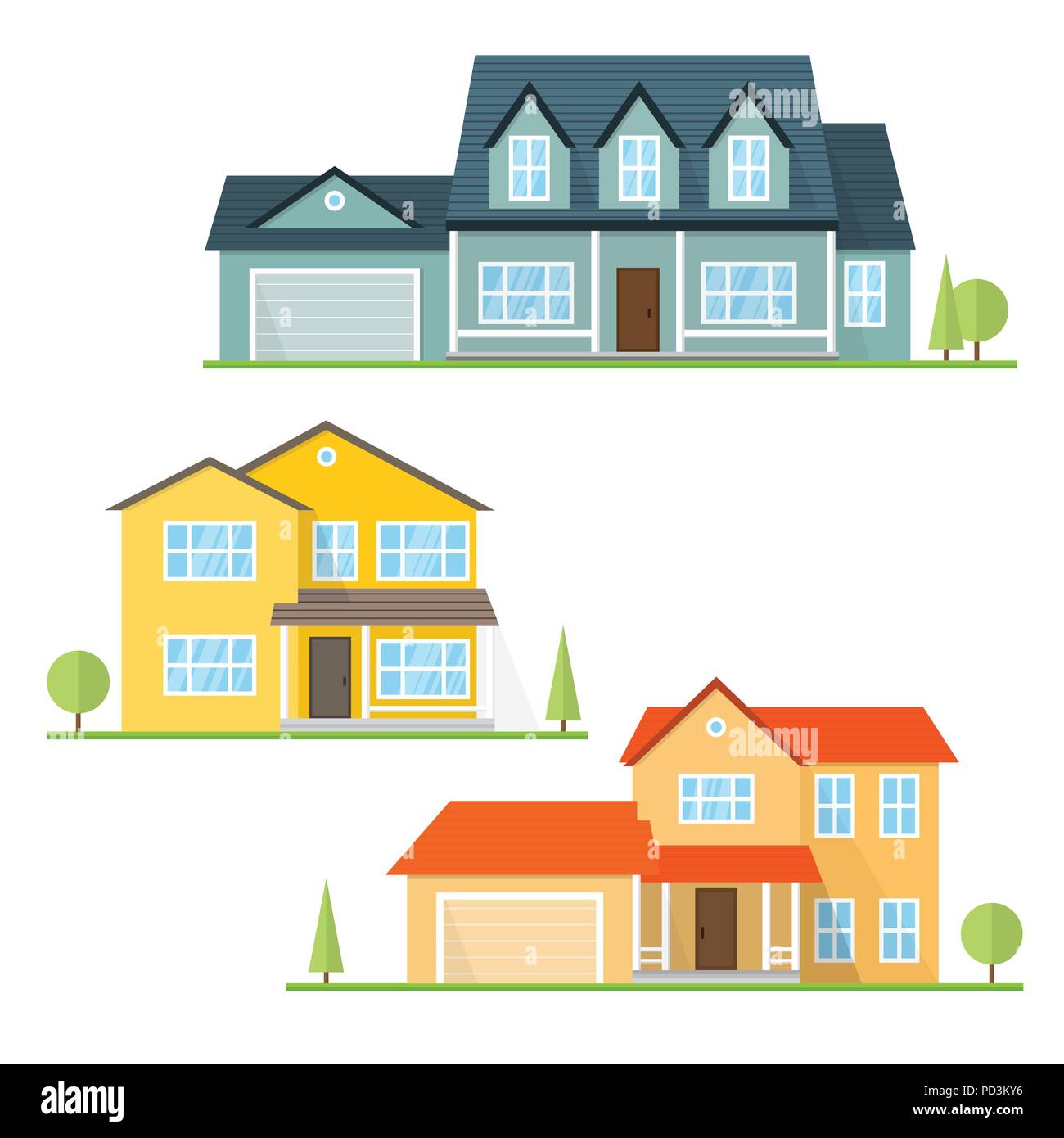 Vector flat icon suburban american house for web design and application interface also useful for infographics family house icon isolated on white