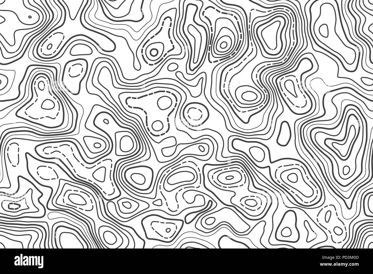 Seamless pattern topographic map background. Vector illustration. Detailed topographic map. Thin line design. Stock Vector