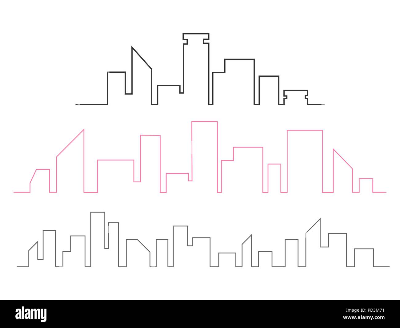 City Skyline continuous line drawing vector illustration. line art town set  Stock Vector Image & Art - Alamy