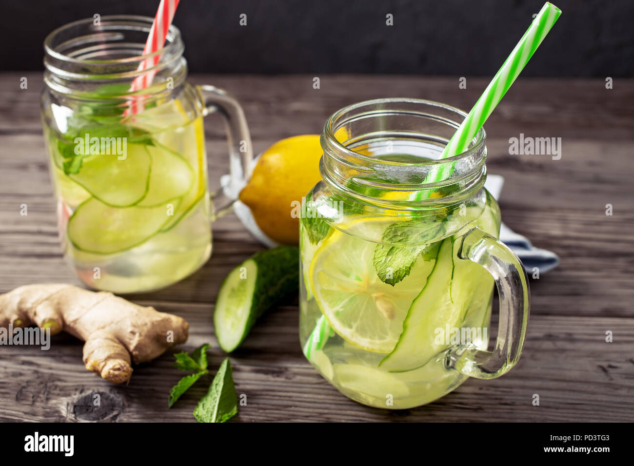 Lemon and cucumber drink Stock Photo