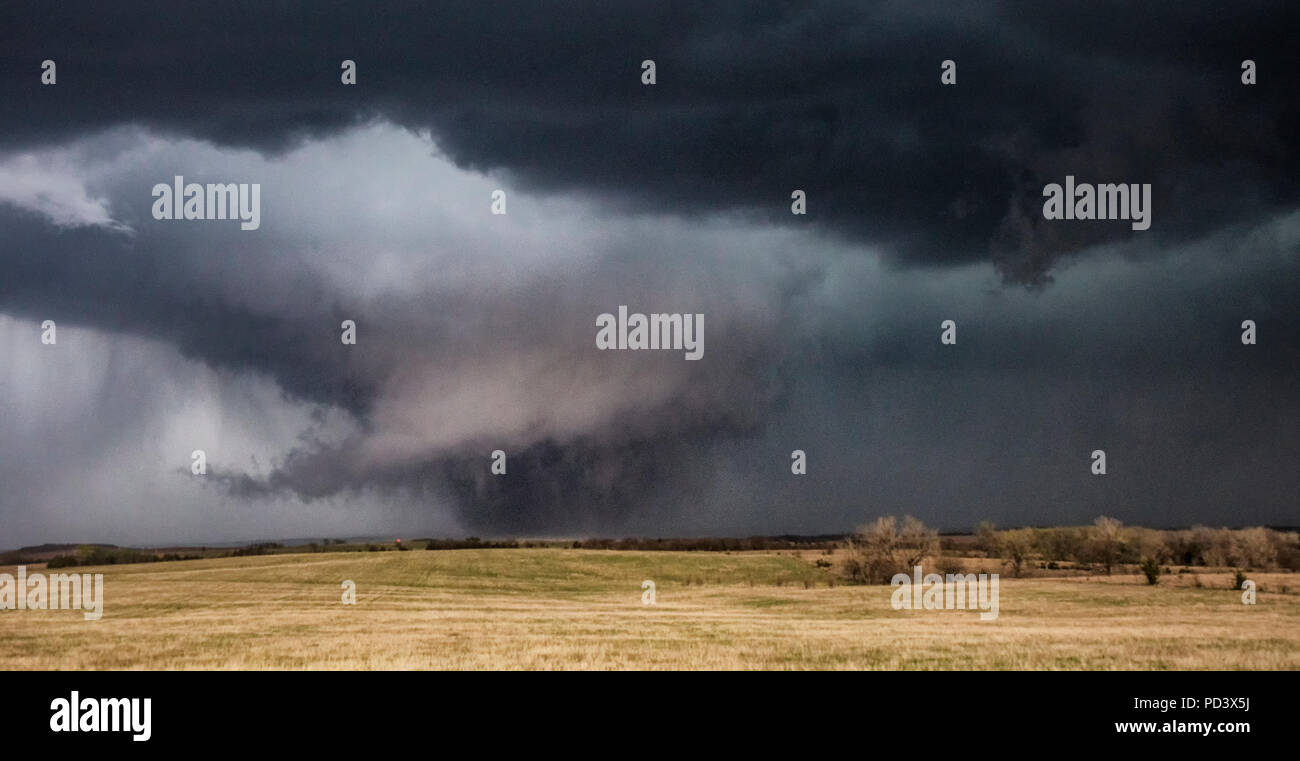 Violent EF-3 tornado, Tescott, Kansas, US Stock Photo