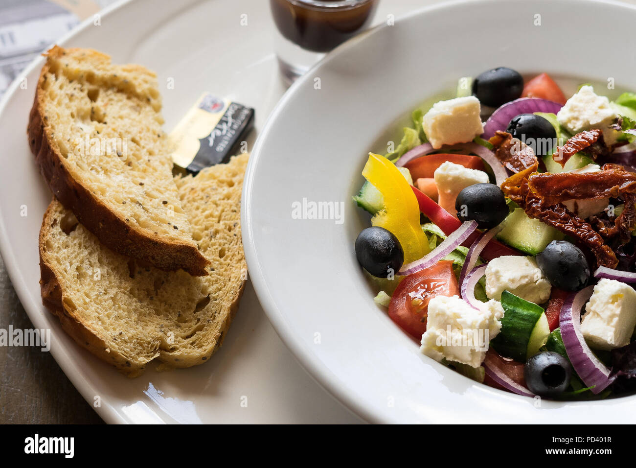 Greek Salad a great appetizer or main course Stock Photo