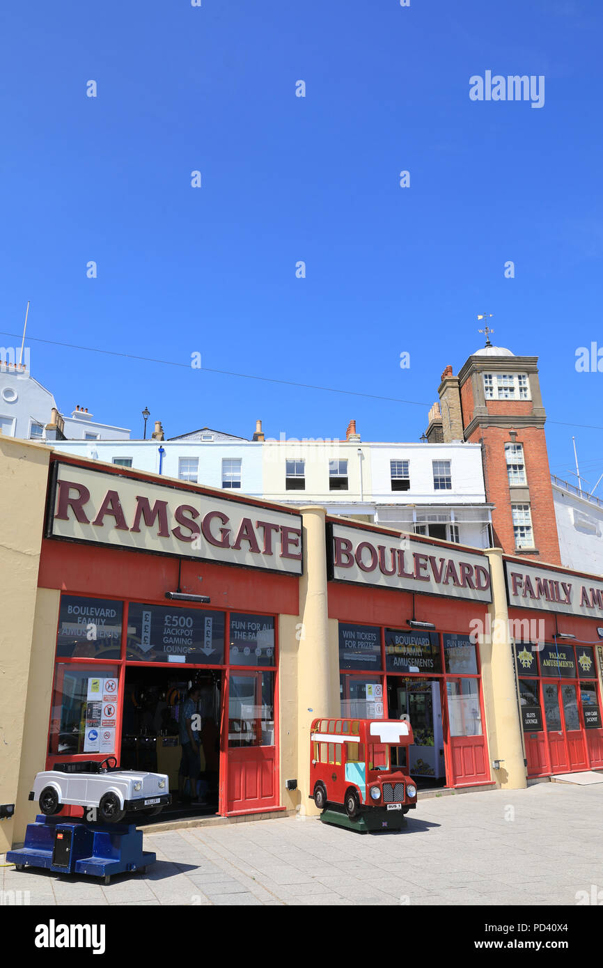 Amusement arcade on Ramsgate seafront, on the Isle of Thanet, in Kent ...