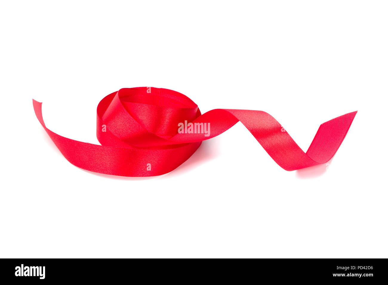 red satin ribbon isolated on white background Stock Photo - Alamy