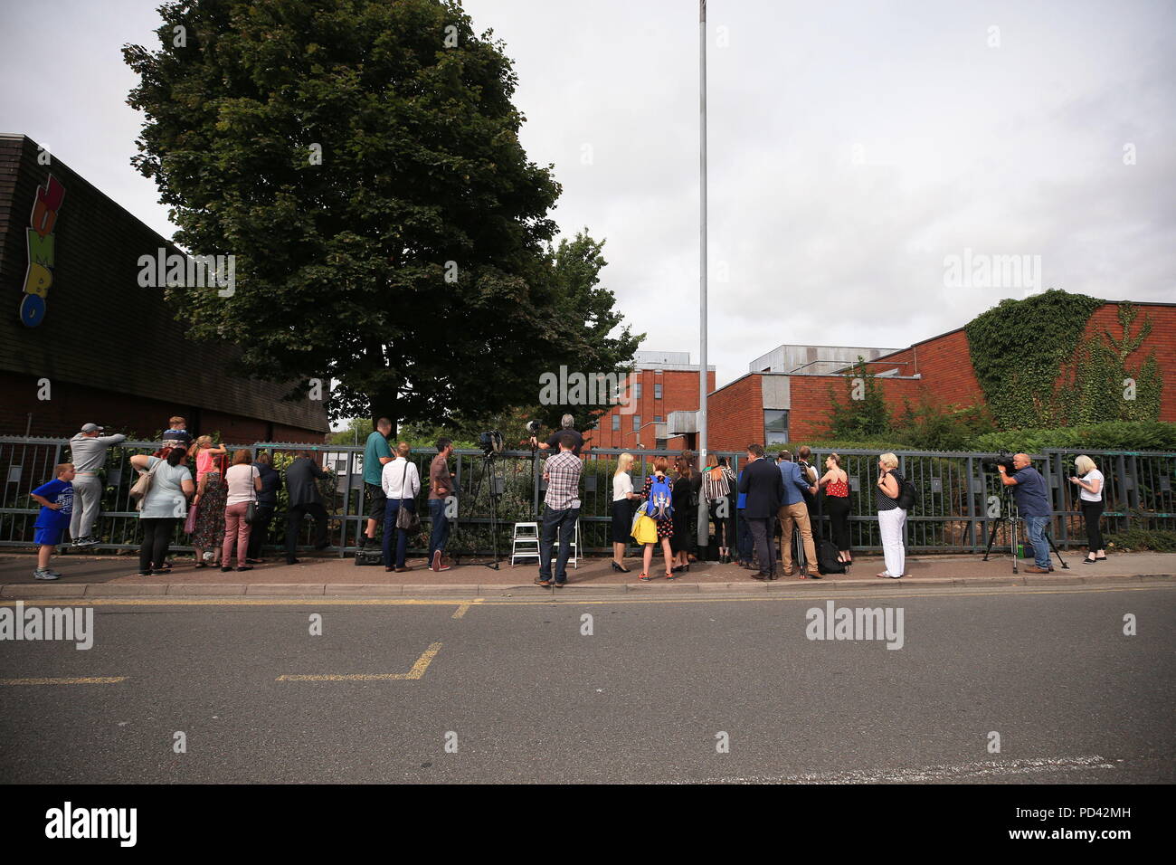 Journalists and members of the public outside North Staffordshire