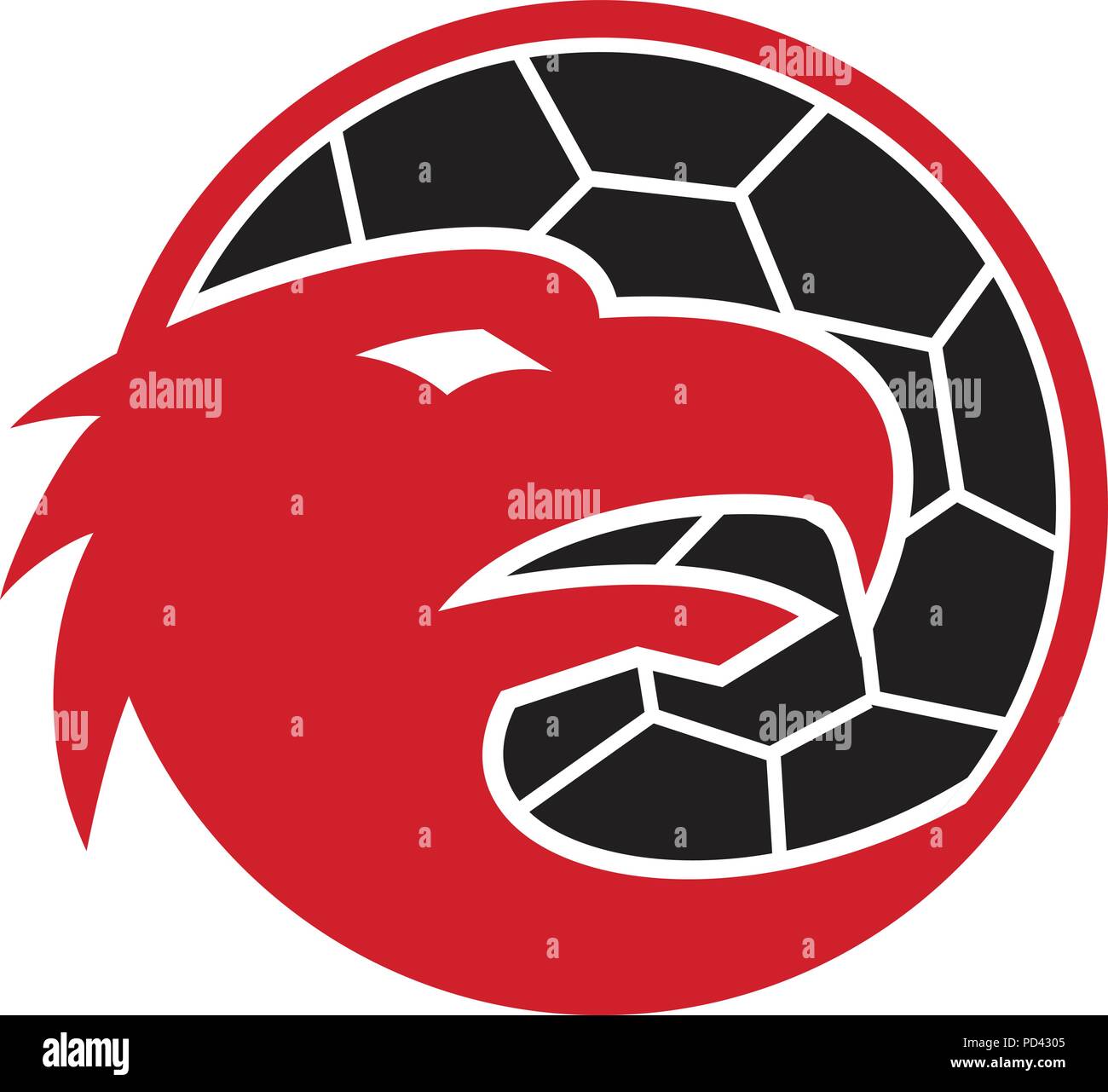 Mascot Icon Illustration Of Head Of A European Eagle Inside Handball Ball Viewed From Side On Isolated Background In Retro Style In Red Black And Whi Stock Vector Image Art