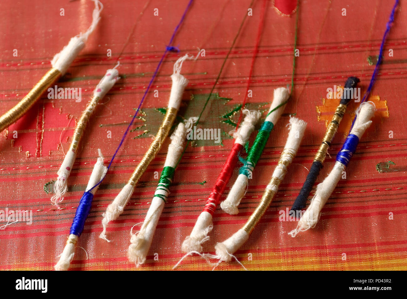 weaving of silk threads with gold thread a speciality of town Paithan