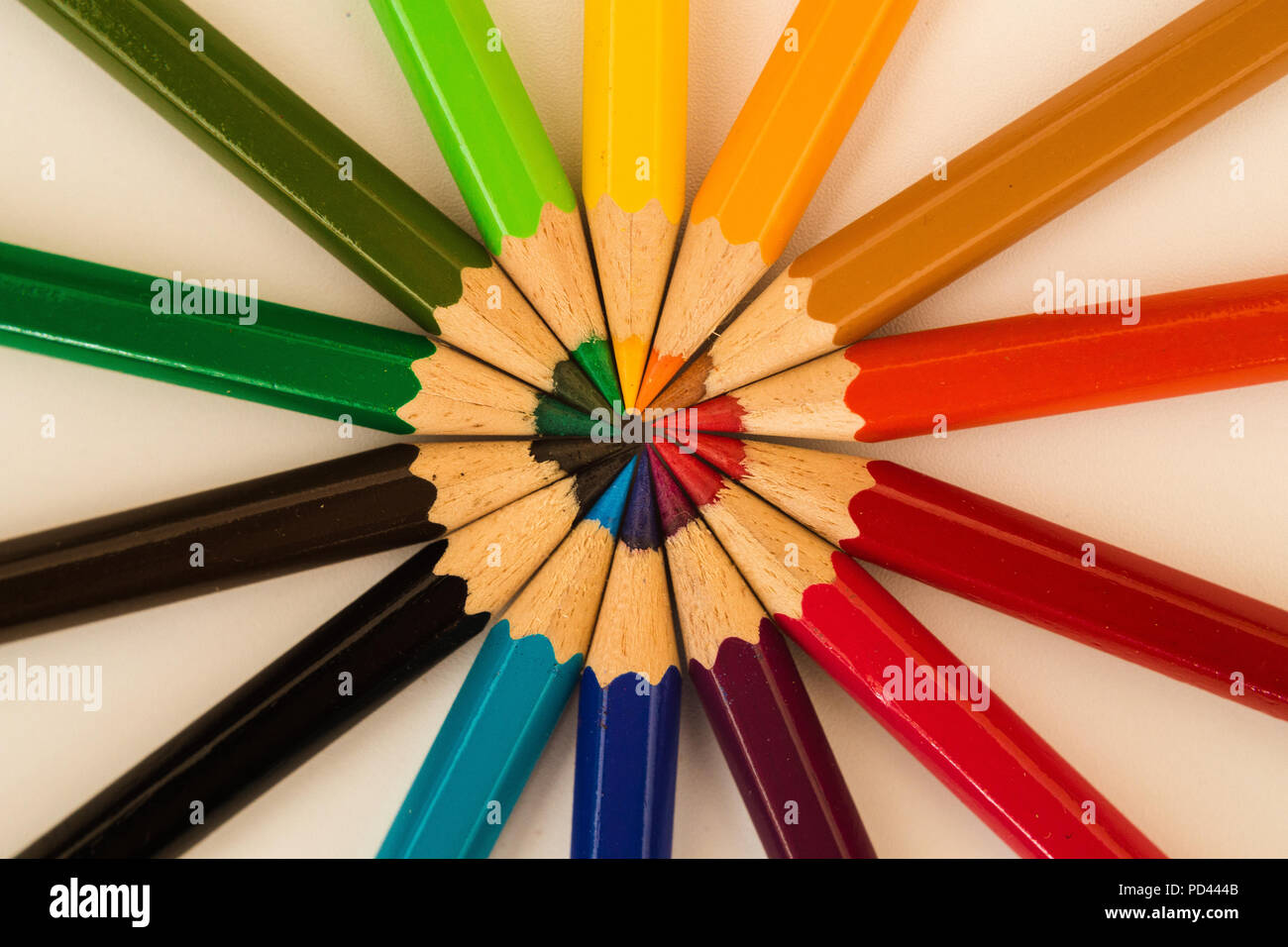 colorful pencils in a circle Stock Photo