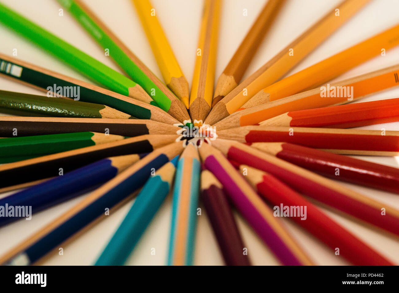 colorful pencils in a circle Stock Photo