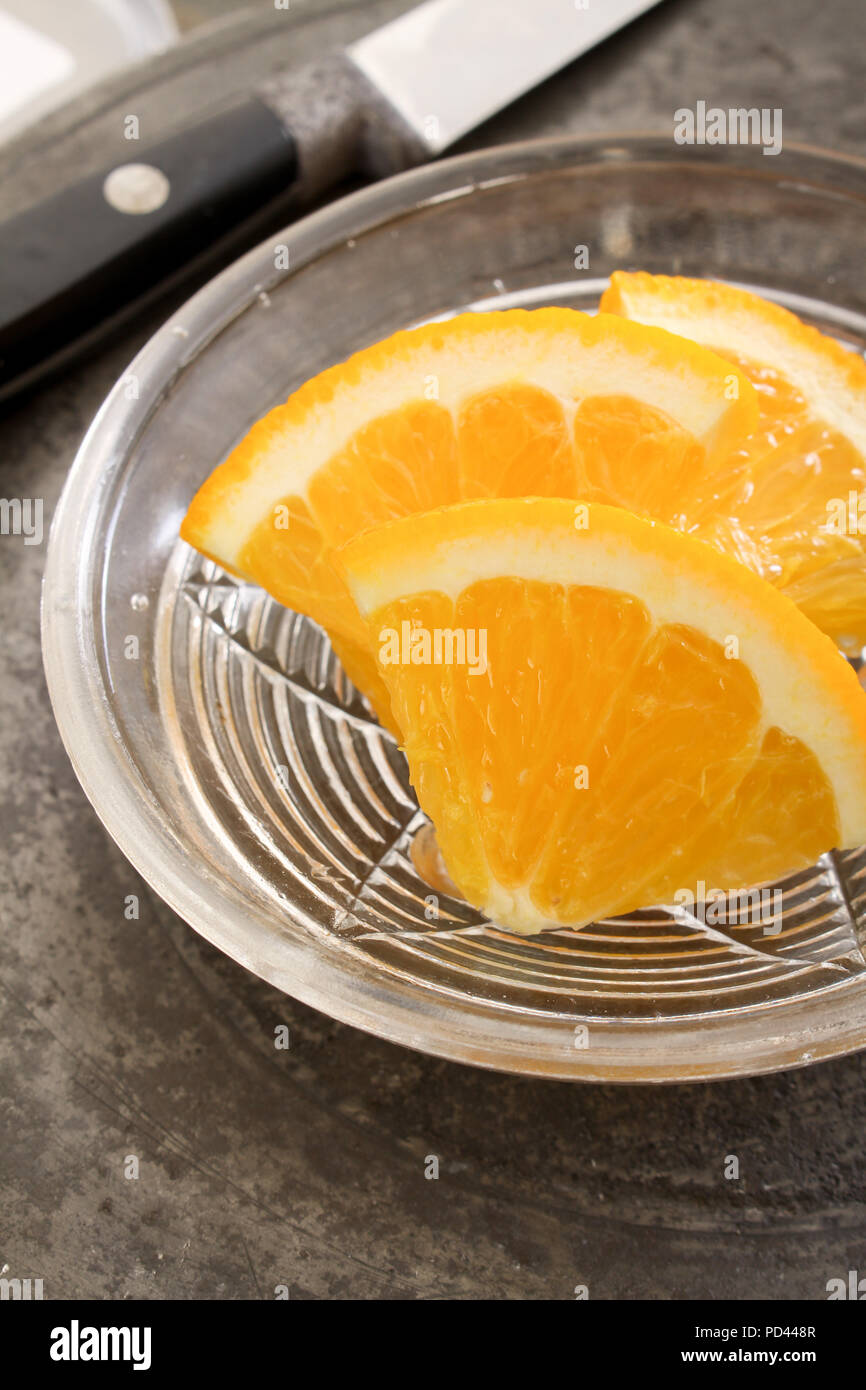preparing fresh oranges Stock Photo