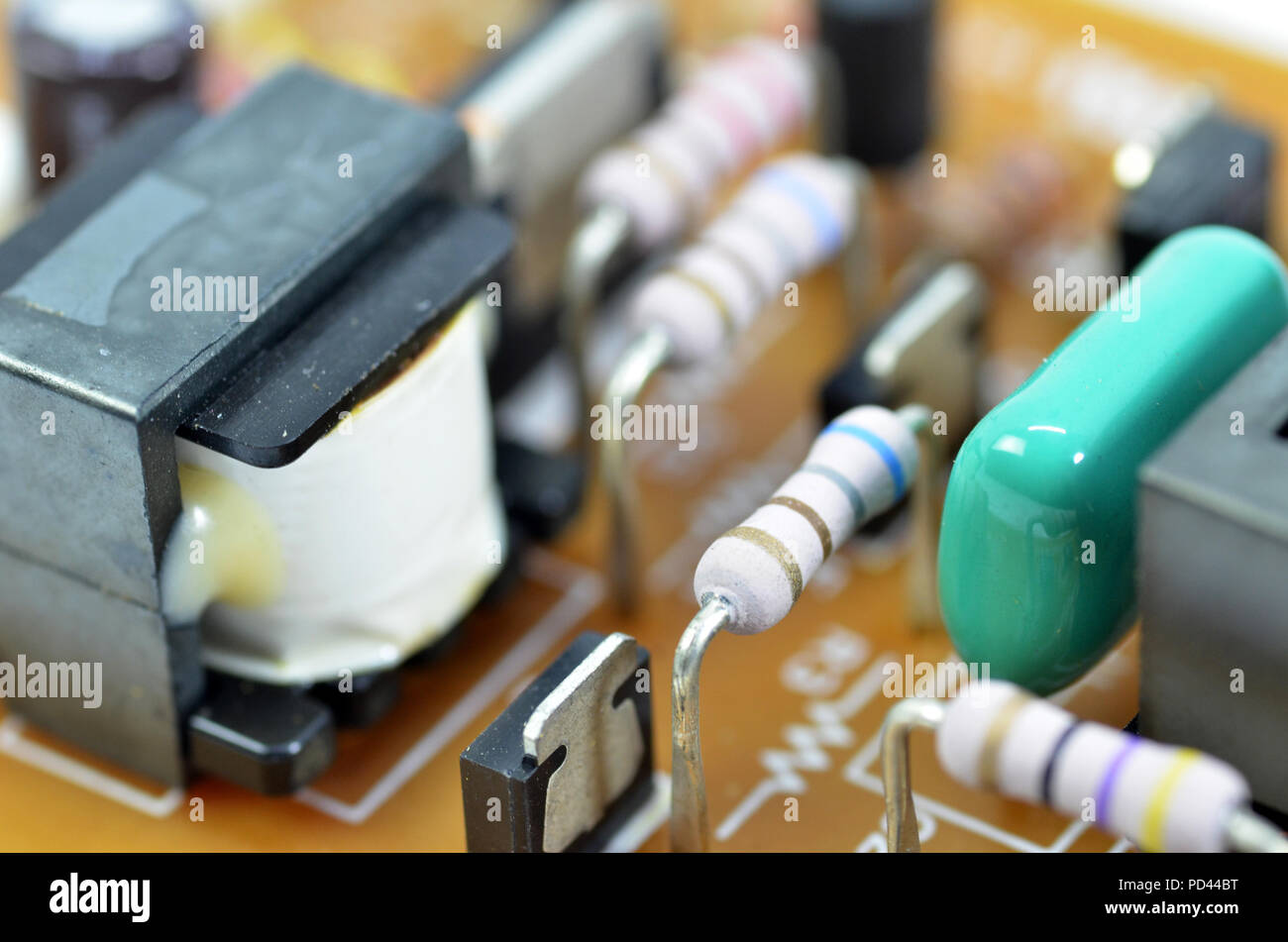 Electronic PCB printed circuit board in macro close-up Stock Photo