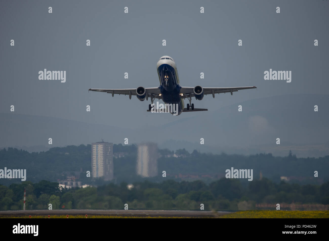 Taking to the skies above, British airways Shuttle Service, Glasgow International Airport, Scotland. Stock Photo