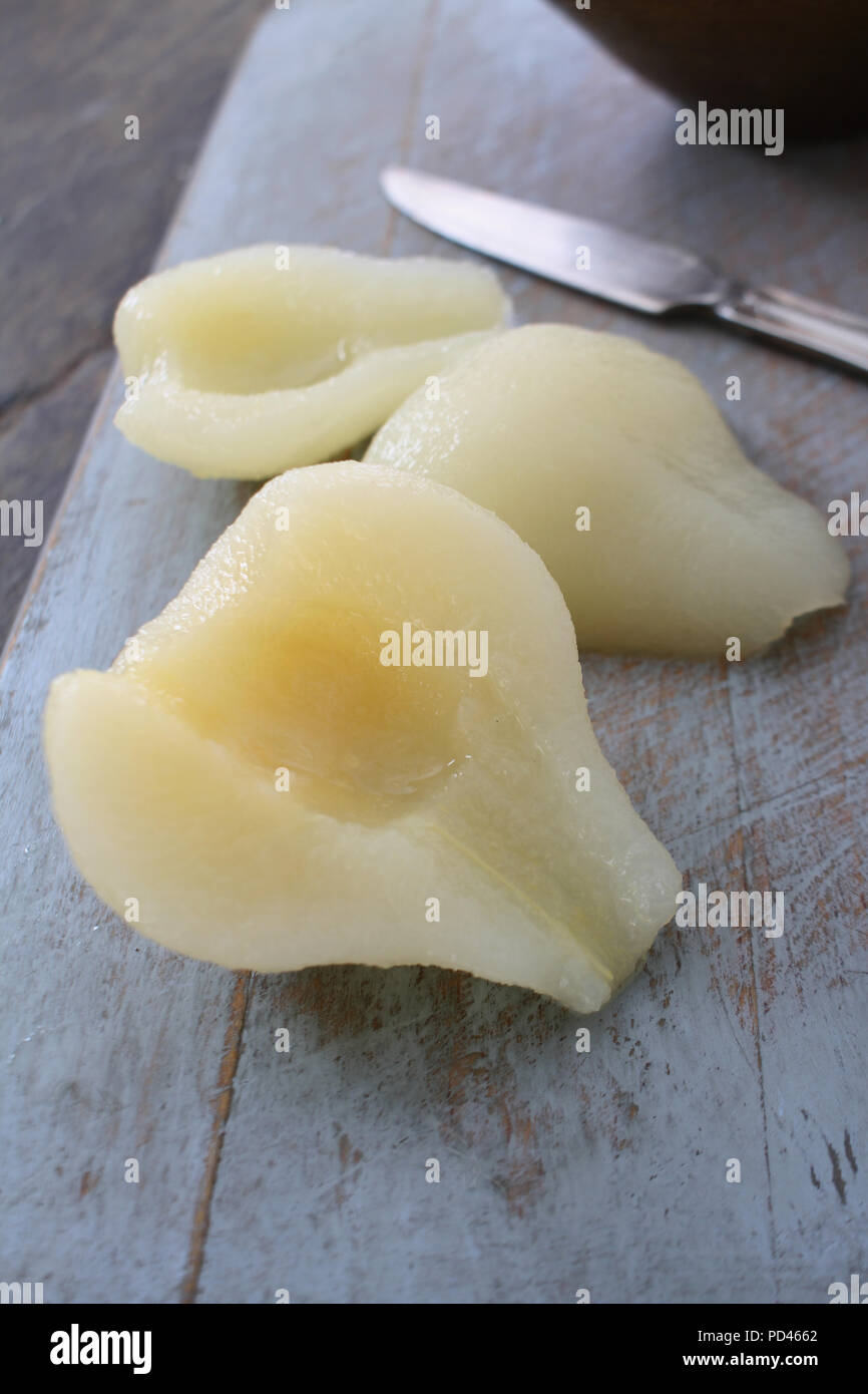 preparing peeled pears Stock Photo Alamy