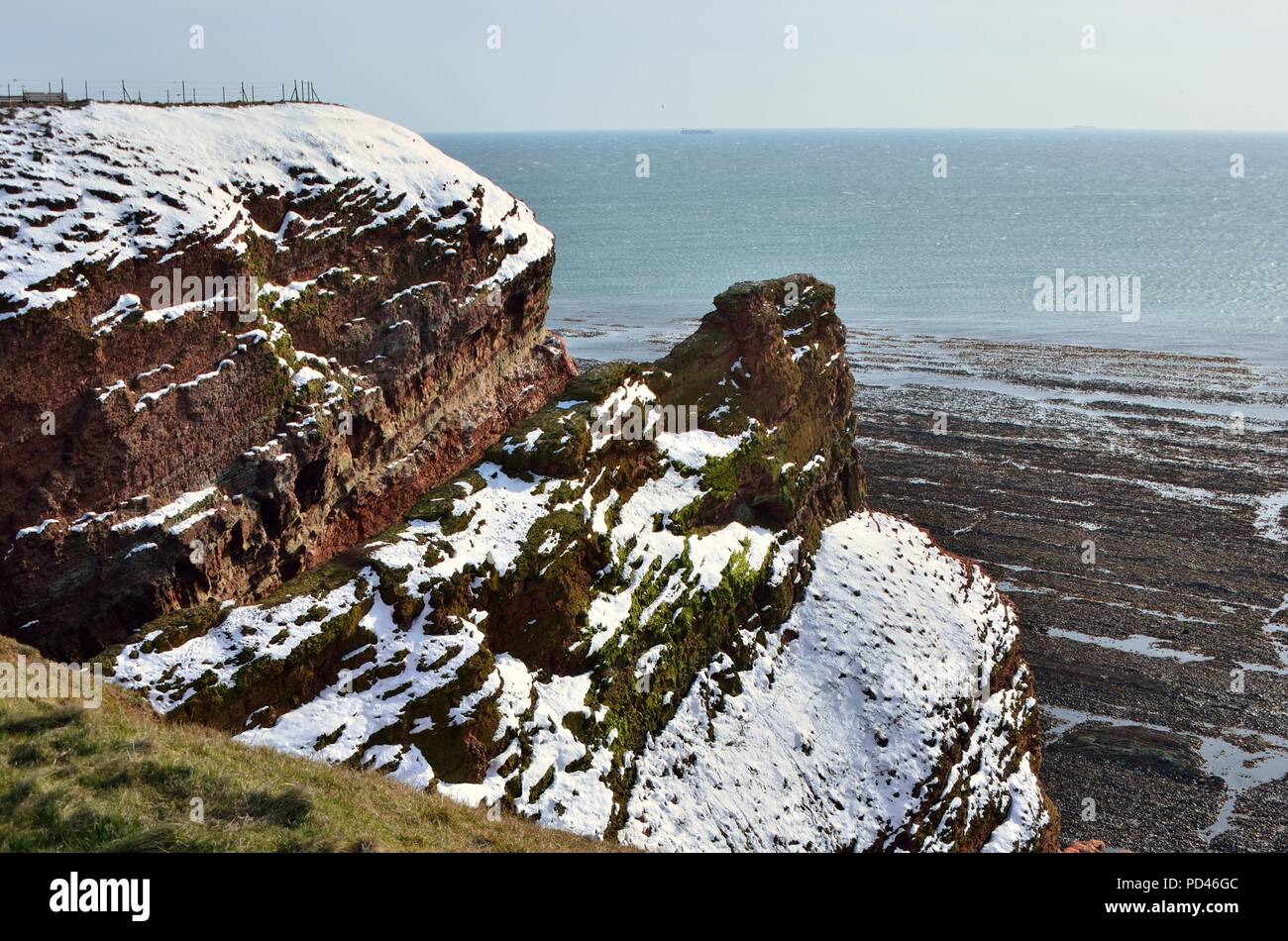 Helgoland im Winter mit Schnee, Nordsee, Deutschland, Heligoland in winter with snow, north sea, germany Stock Photo