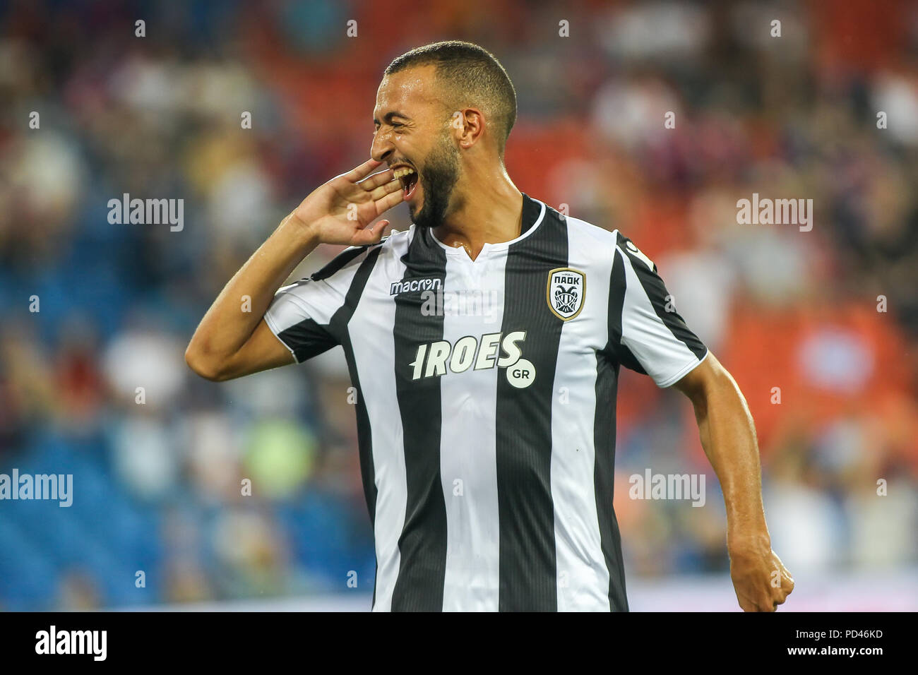 Basel, Switzerland - August 1, 2018: Player of PAOK Omar El Kaddouri in  action during the UEFA Champions League match between PAOK vs Basel played  at Stock Photo - Alamy
