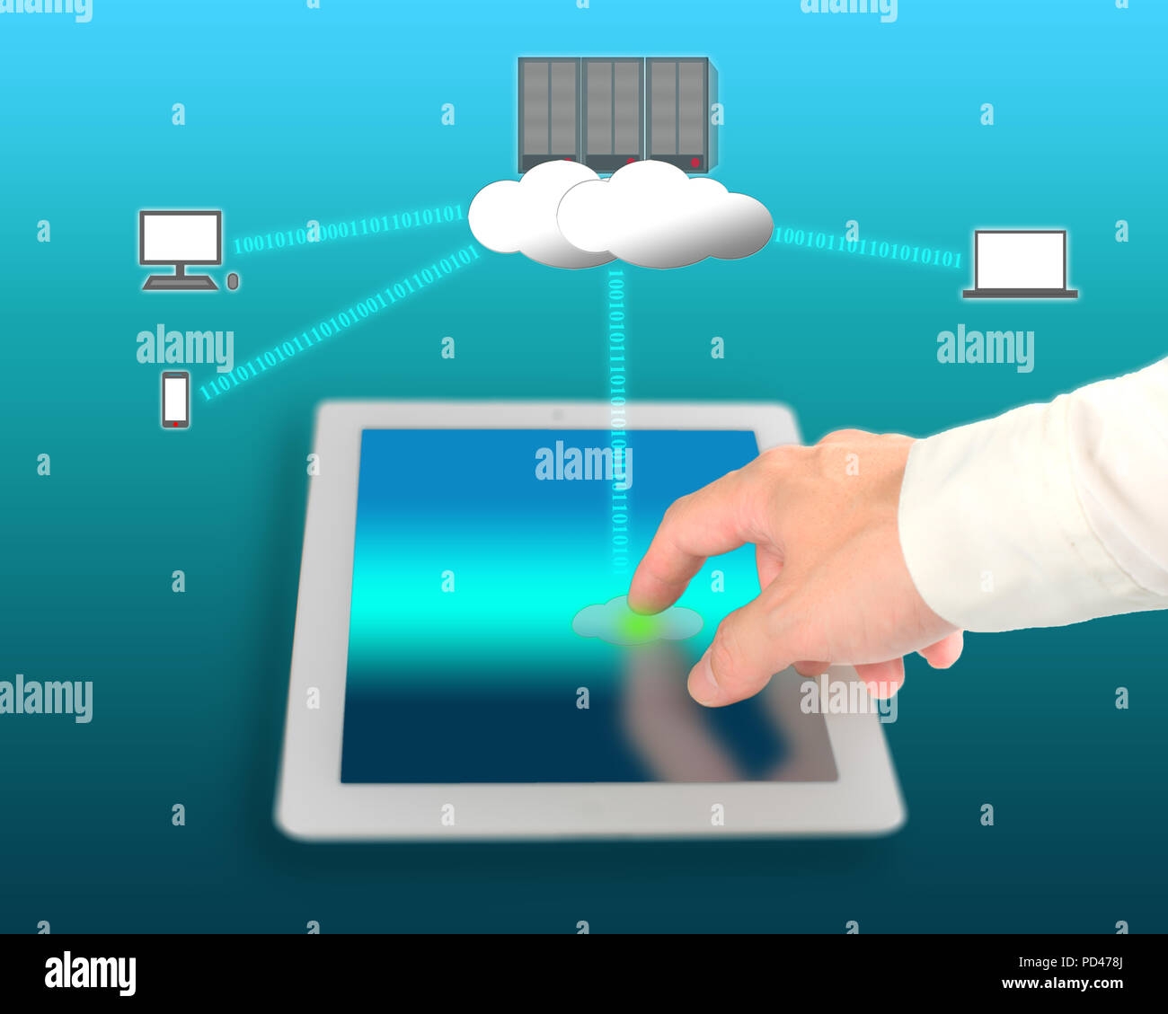 businessman use network device for connecting to cloud computing service Stock Photo