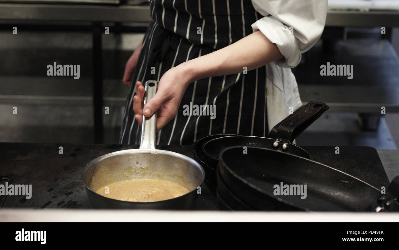 cooking meat on stove Stock Photo Alamy