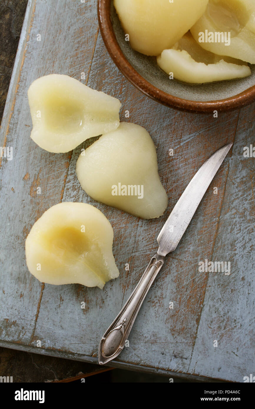 preparing peeled pears Stock Photo Alamy