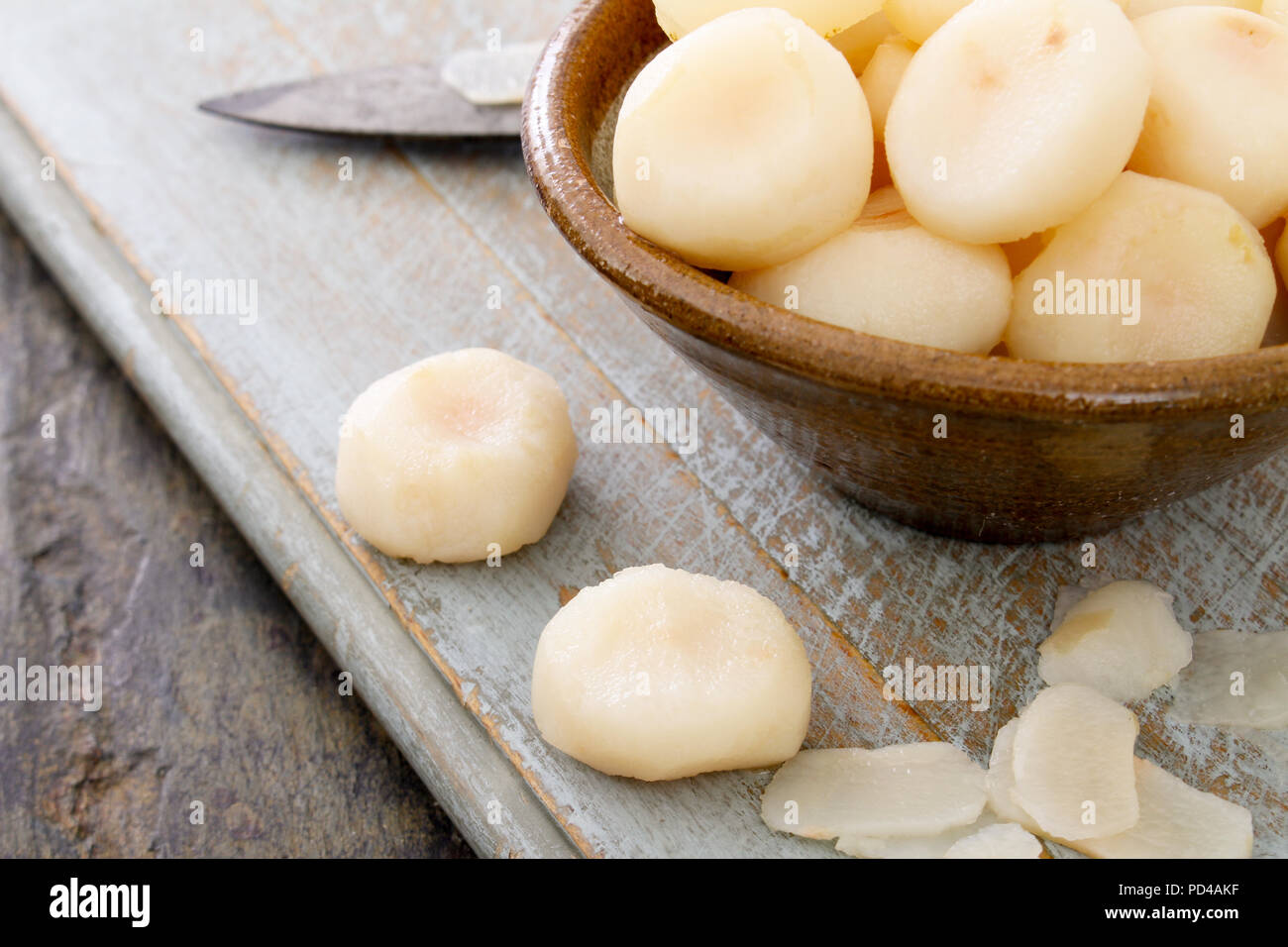 peeled water chestnuts Stock Photo