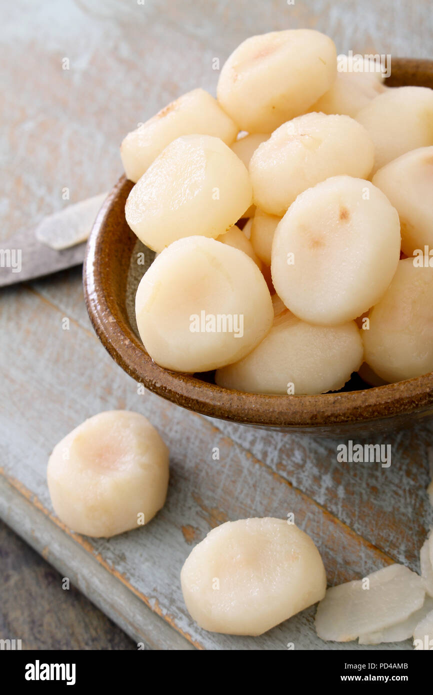 peeled water chestnuts Stock Photo